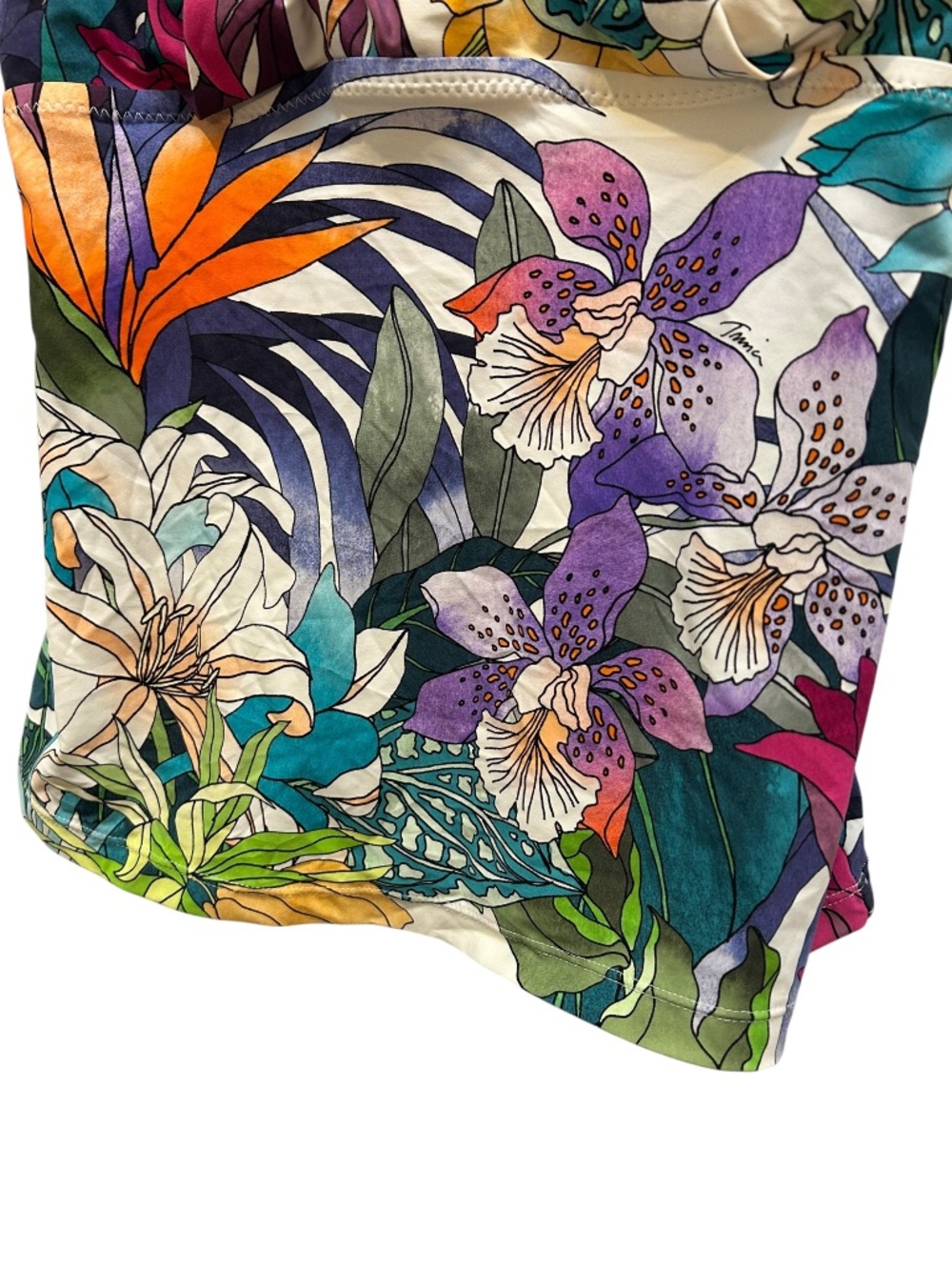 Trina Turk Multicolor Floral Tankini Top in Cream, Orange, Purple, Teal, Green - Picture 4 of 5